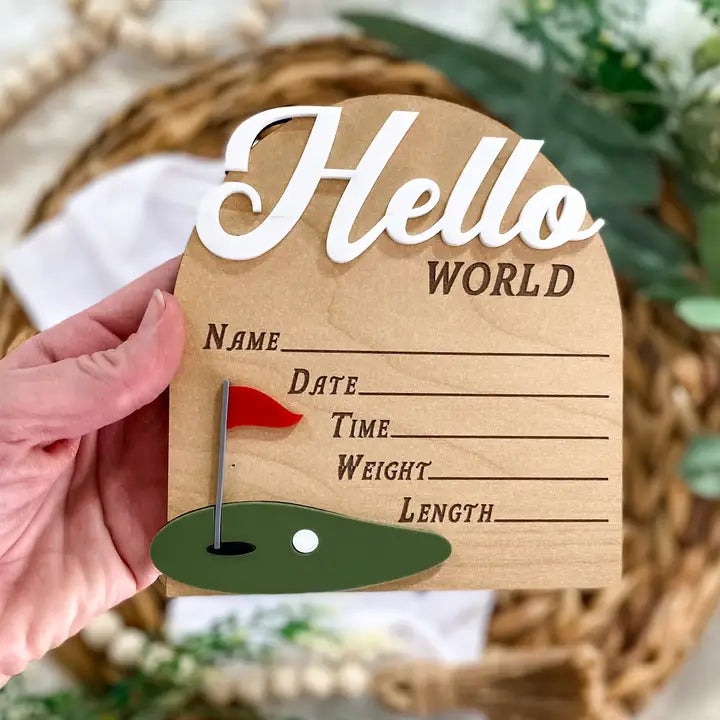 Helloworld Stat Sign Hello World Birth Stat Sign - Golf – Delta Darlings