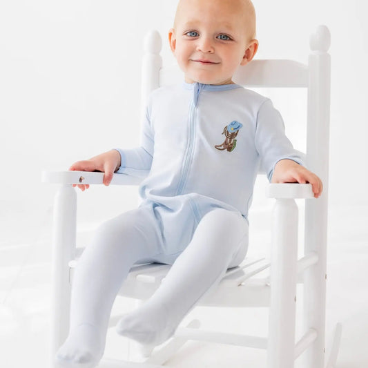 Boys Zip Footie Boots and Blooms