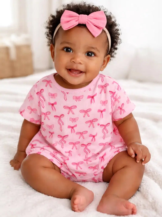 Pink Bows Organic Pointelle T-Shirt Bubble
