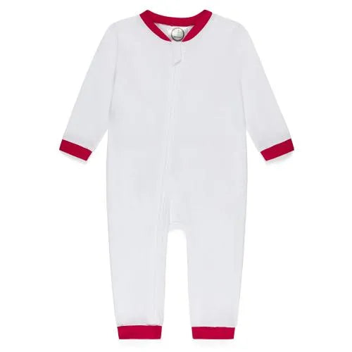 Blank Infant Boy's Drop Flap Gingham Trim Playsuit