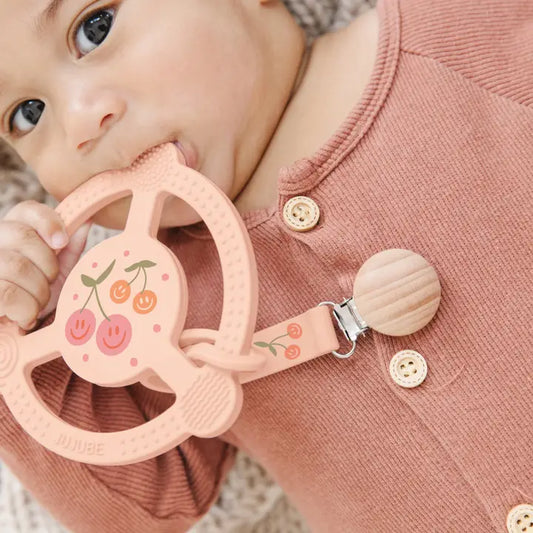 Silicone Teether Ring W/ Clip - Cherry Cute
