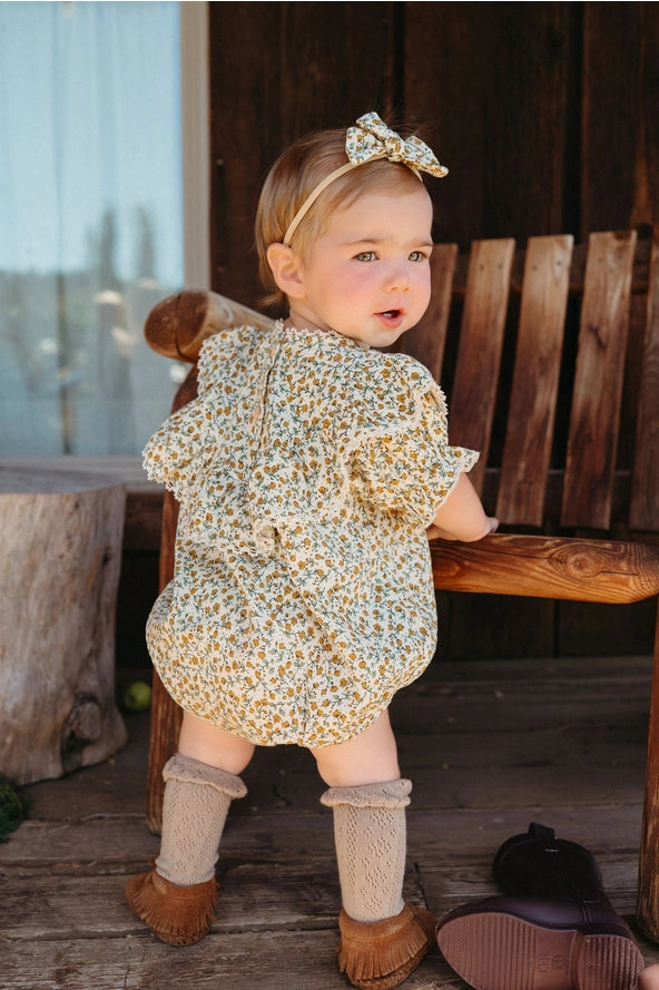 Masie Mustard Floral Romper 2pc