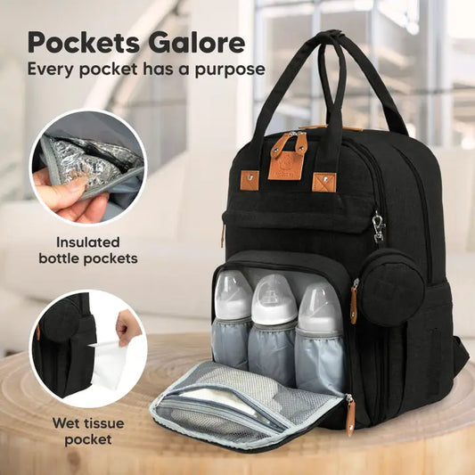 Trendy Black Rove Diaper Backpack