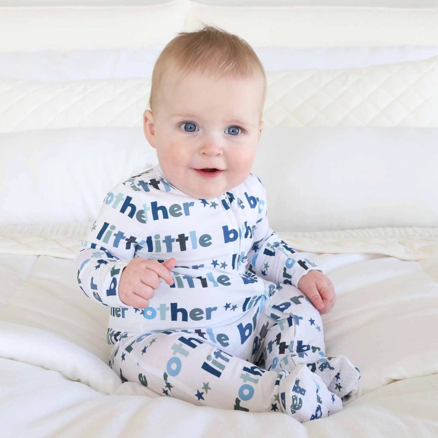 Little Brother Sibling Zipper Footie