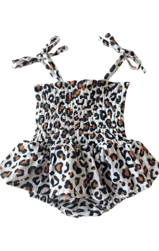 Leopard Smocked Youth Bubble