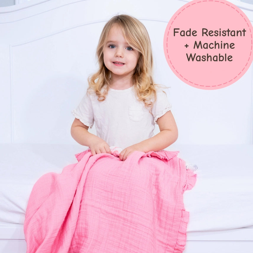 Beautiful Bows Ruffle Baby Muslin Quilt
