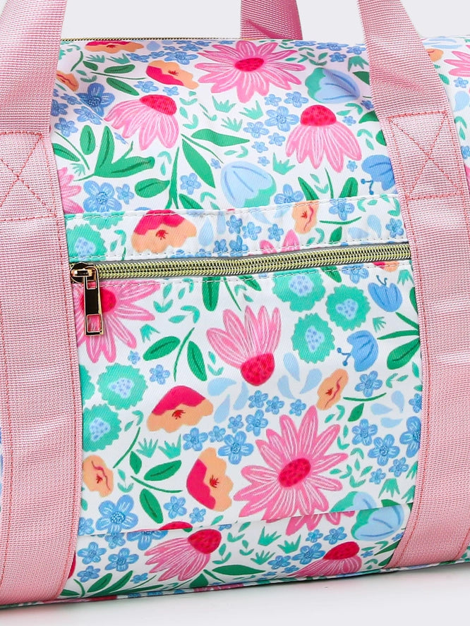 Floral Print Canvas Duffle Bag