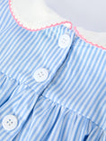 Load image into Gallery viewer, Blue Stripe Petal Peter Pan Collar Bow Romper
