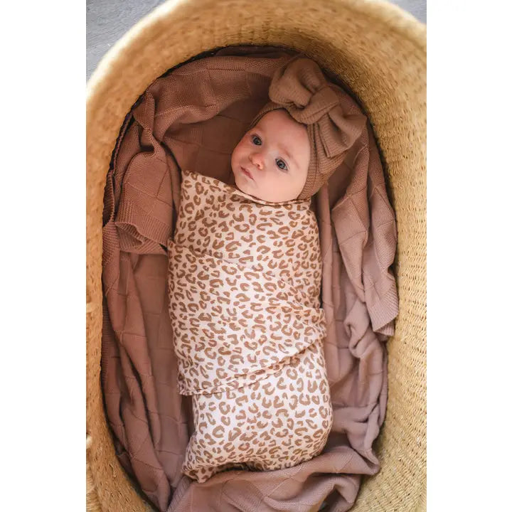 Brown Leopard Swaddle Blanket