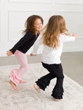Load image into Gallery viewer, Baby Girls Black Ruffle Flare Pants
