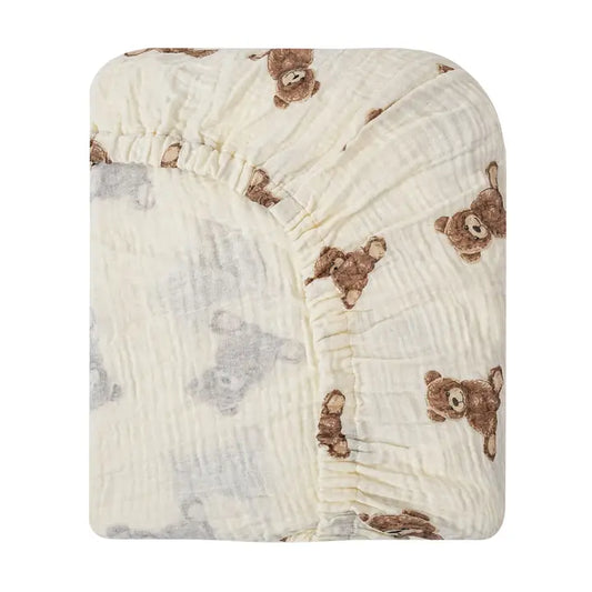 Cotton Crib Fitted Sheet – Teddy Bear