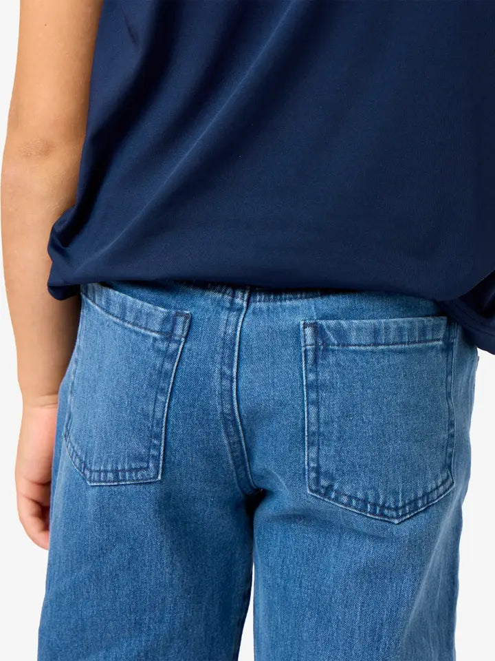 Medium Wash Stretch Denim Straight Jeans
