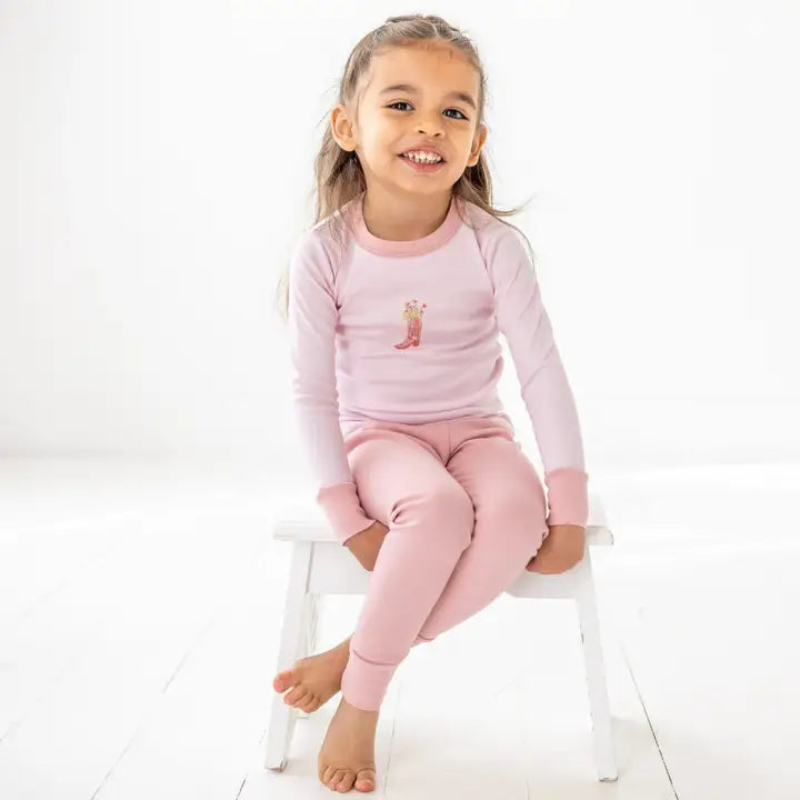 Pink Boots and Blooms Long Pajamas