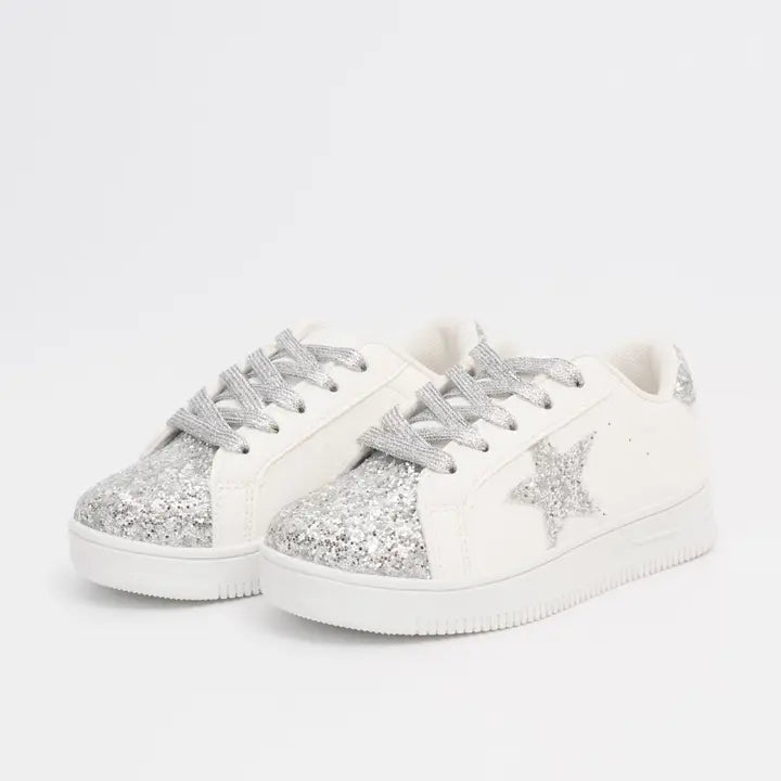 Girls' Sparkle Star Sneaker - Rainbow Glitter
