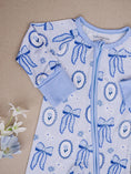Load image into Gallery viewer, Blue Bow Bamboo Zip Romper
