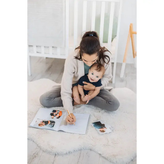 Hello Baby Gray Linen Baby Keepsake Book