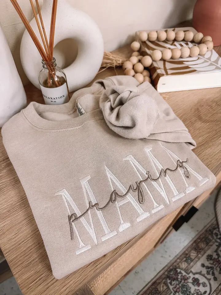 Praying Mama Embroidered Sweatshirt