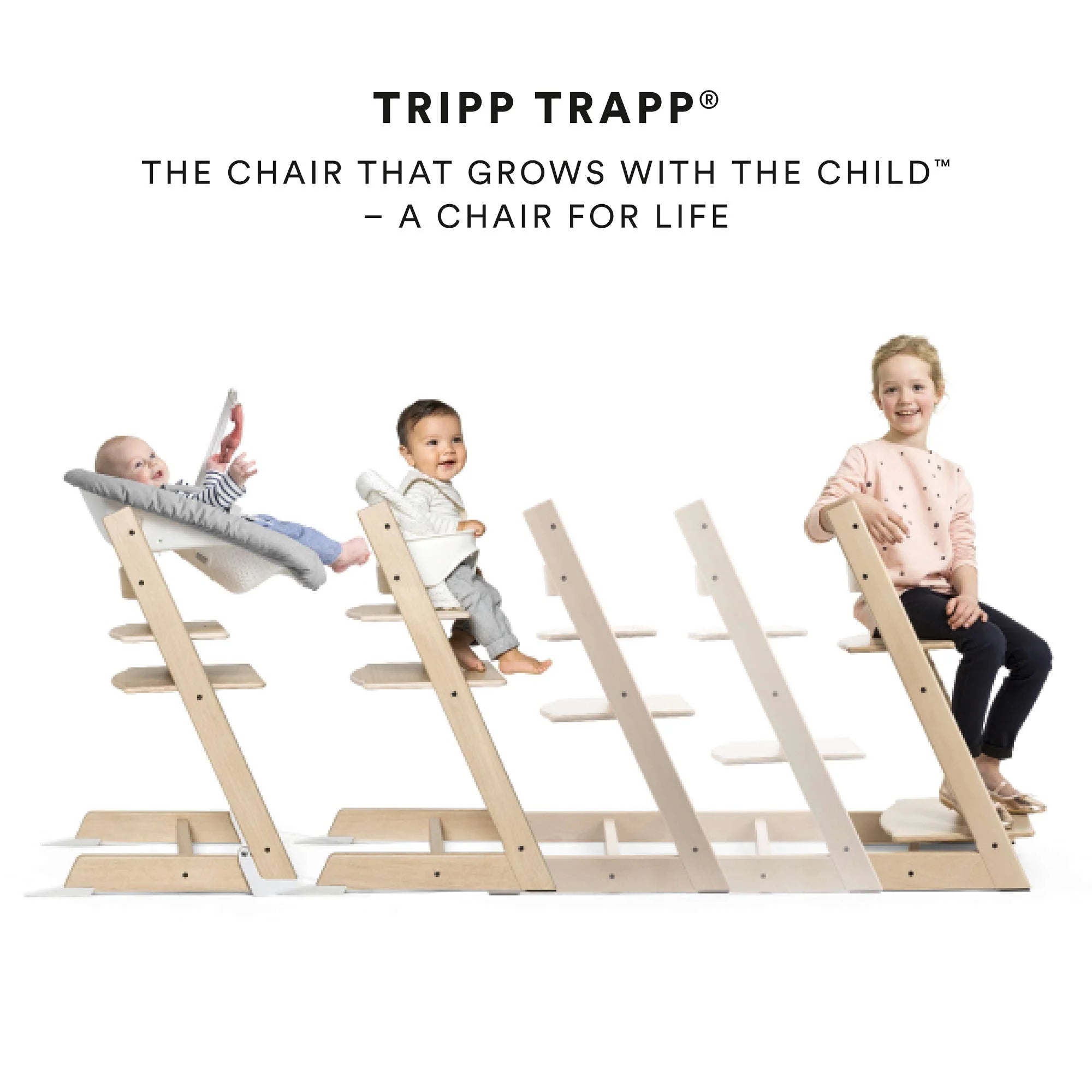 Stokke Tripp Trapp Natural High Chair with Nordic Grey Cushion and Tray