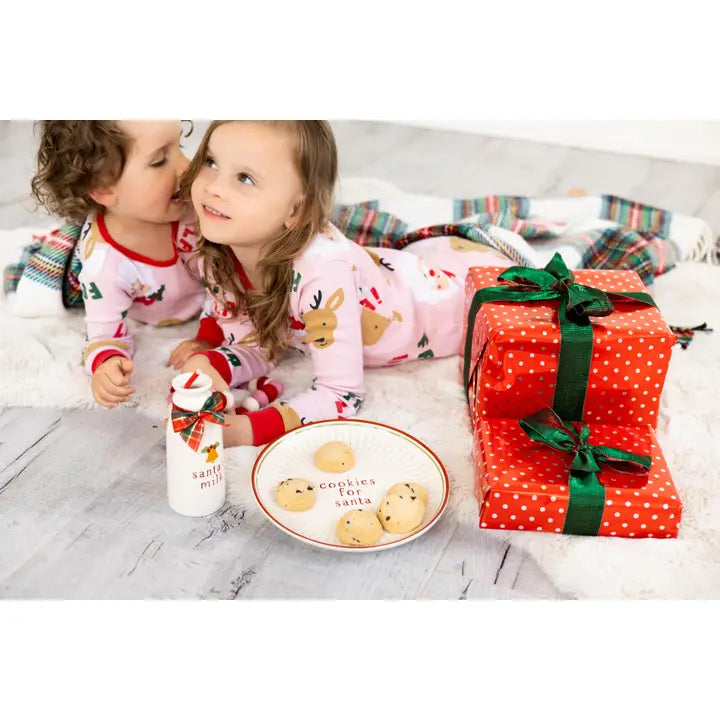 Santa Christmas Cookie Plate And Milk Jug