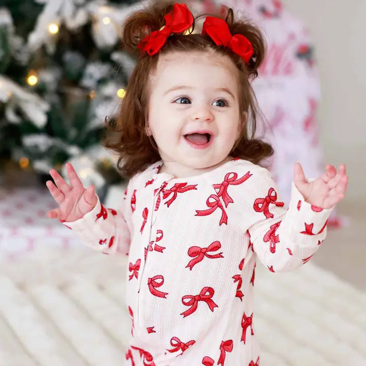 Coquette Christmas Bamboo Waffle Convertible Zip Romper