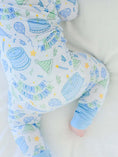 Load image into Gallery viewer, Convertible Zipper Romper Birthday Bash Blue
