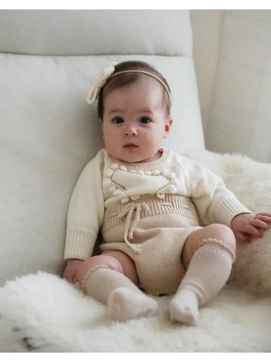 Cream Heart Romper Set