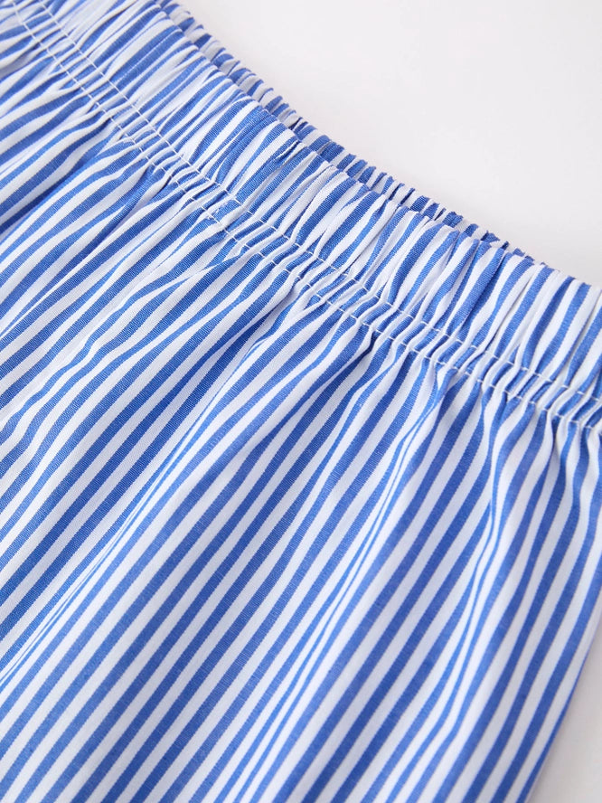 4th of July Flag Embroidered Striped Set