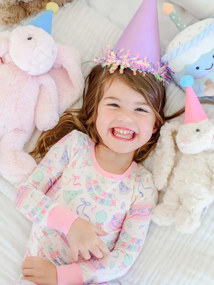 Two Piece Bamboo Pajamas Birthday Bash Pink