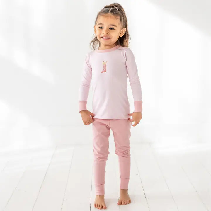 Pink Boots and Blooms Long Pajamas