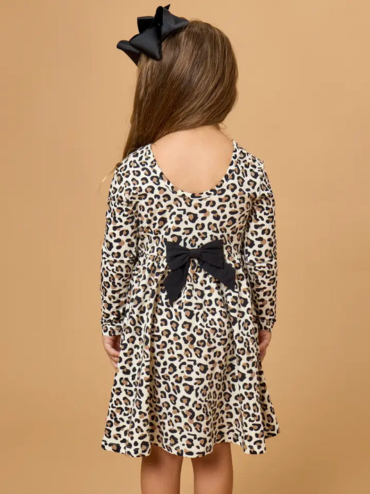 Long Sleeve Twirl Dress- Classic Leopard