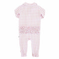 Load image into Gallery viewer, Rosy Gingham Peter Pan Ruffle Zipper Footie
