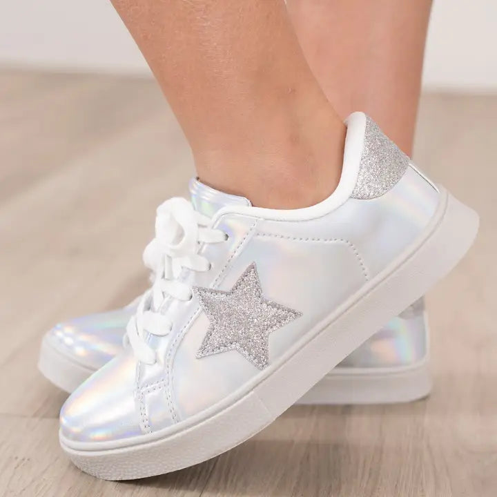 Girls Sparkle Star Sneaker - Holographic
