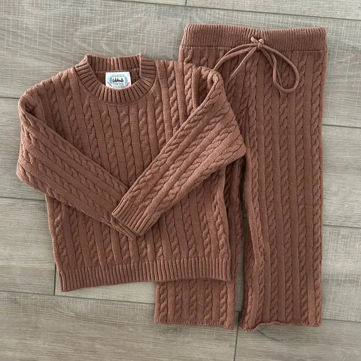 Cocoa Cable Knit Set