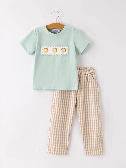 Thanksgiving Plaid Turkey Smock Set