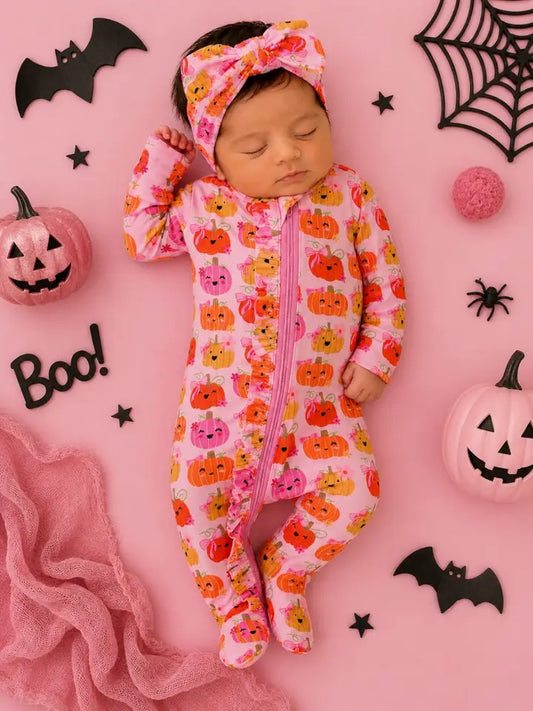 Pumpkin Girl Ruffle Footie
