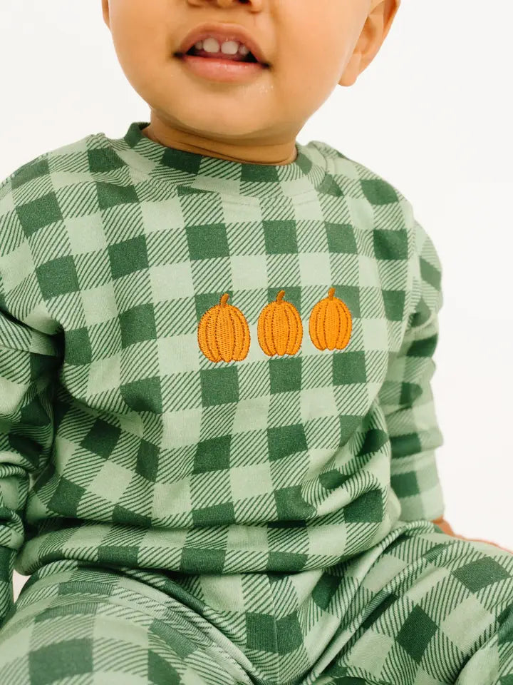 Pumpkin Embroidered Crewneck Set