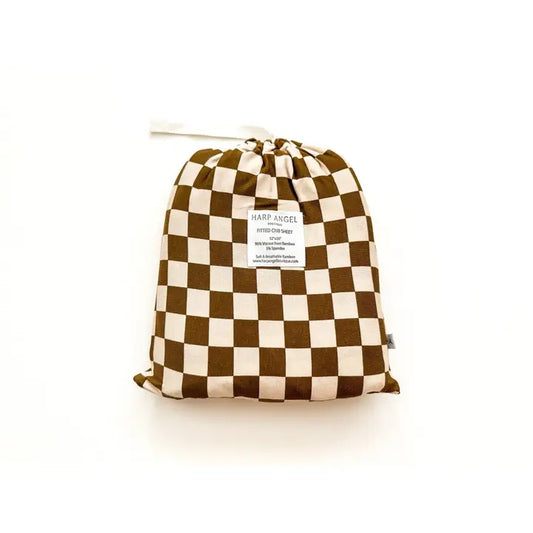 Bamboo Fitted Crib Sheet - Toffee Checkered