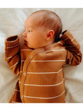 Load image into Gallery viewer, Saddle Stripe Organic Ribbed Gown 0-3M

