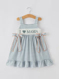 Load image into Gallery viewer, I <3 Mama Plaid Girls Bow Ruffle Dress
