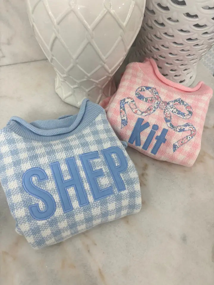 Blue Gingham Signature Rollneck Sweater