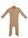 Load image into Gallery viewer, Tan Organic Waffle 2-Way Zip Footie
