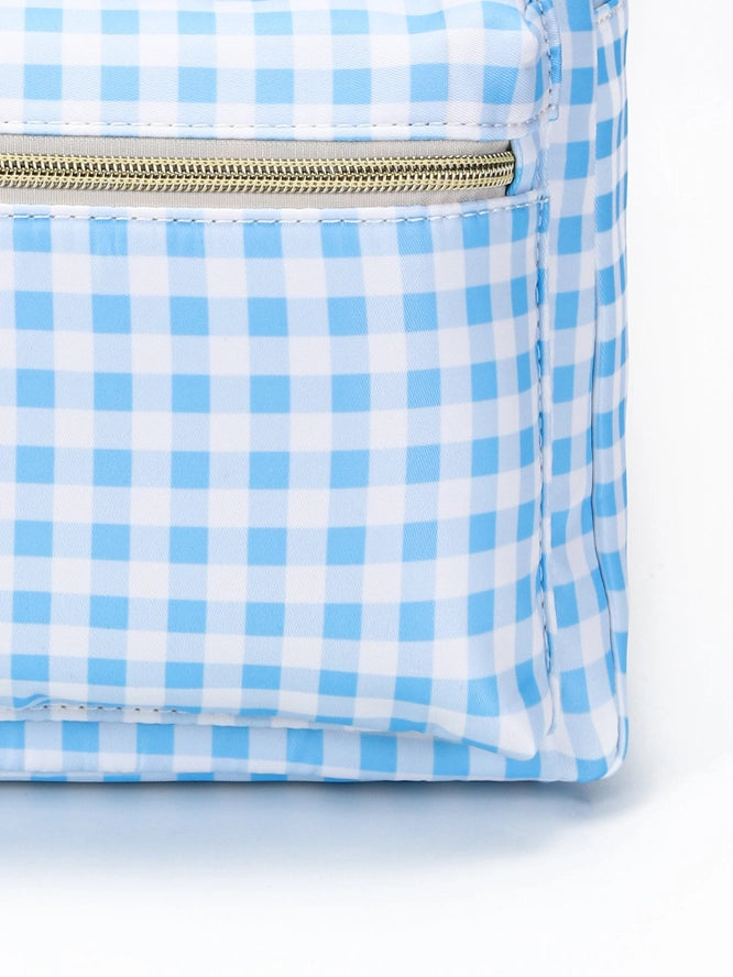 Sky Blue Plaid Ruffle Backpack