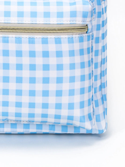 Sky Blue Plaid Ruffle Backpack