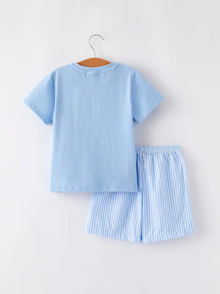 I <3 Mommy Smocked Boys Striped Shorts Set