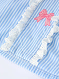 Load image into Gallery viewer, Blue Stripe Petal Peter Pan Collar Bow Dress
