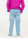 Load image into Gallery viewer, Girls Light Wash Denim Ruffle Straight Jeans
