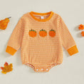 Load image into Gallery viewer, Halloween Pumpkin Embroidery Striped Romper
