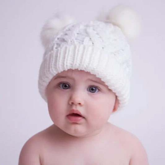 Winter White Fluffer Beanie Hat Baby & Kids