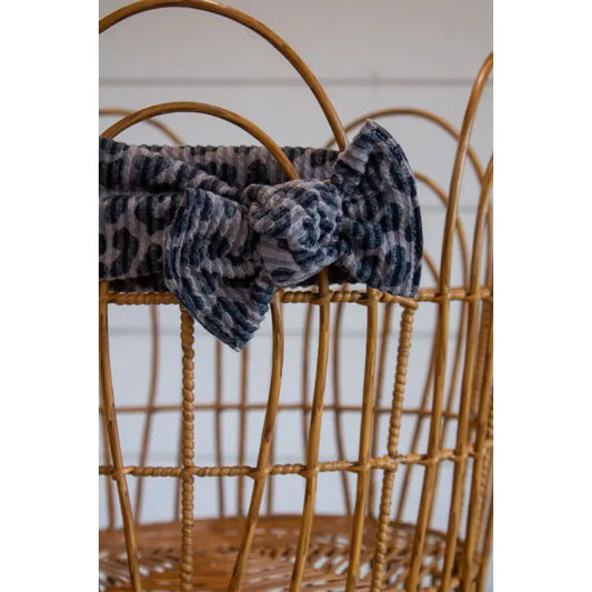 Mocha Leopard Crinkle + Tie On Headwrap