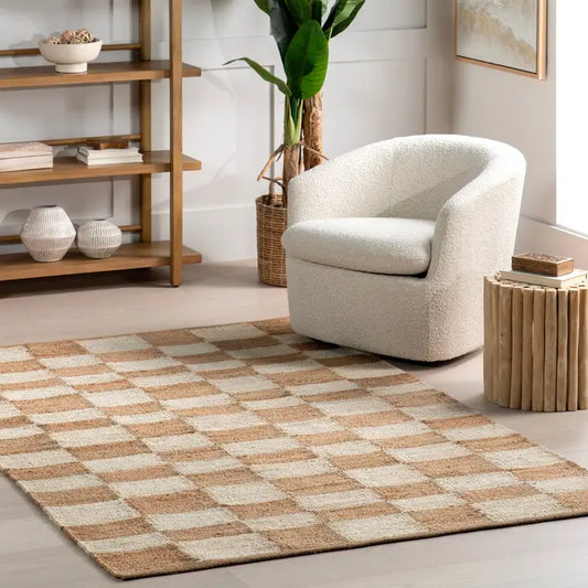Izara Checkered Jute Area Rug 5X8